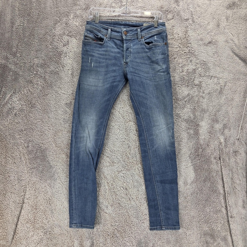 Diesel Jeans Mens 28x30 Blue Sleenker Slim Skinny Button Fly Stretch Denim 084UI